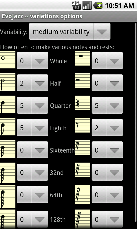 EvoJazz notes preferences screenshot